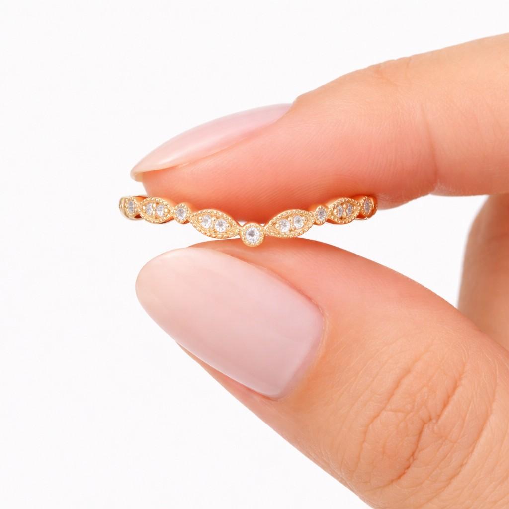 0.25 ct marquise-round cut | lab grown diamond band | color ef | clarity vs | 10kt | anniversary, bridal ring | size 6.25