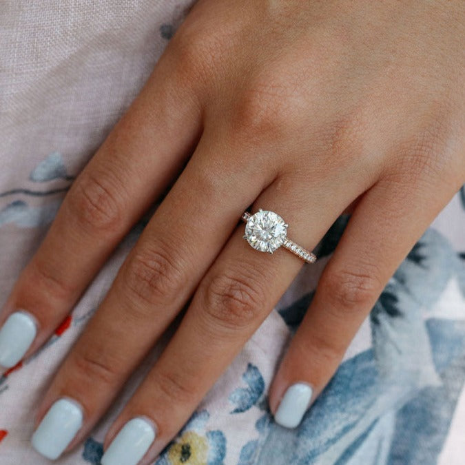 0.50 CT Round Cut Lab Made Pave And Hidden Halo Ring