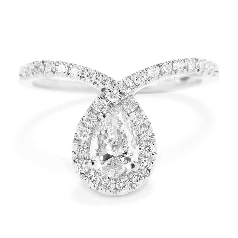 1.00 CT Pear Cut Halo Vintage Engagement Ring
