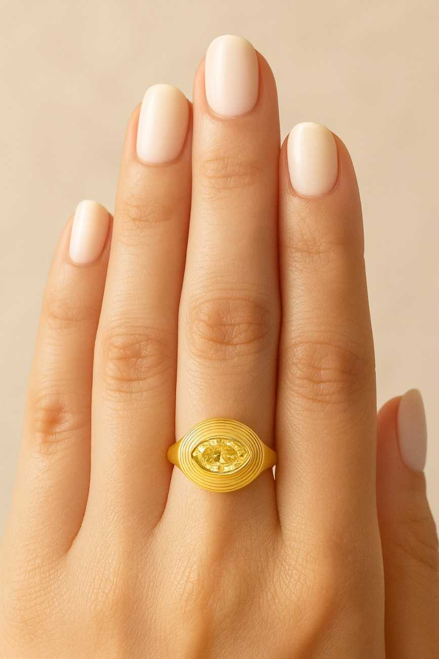 1.35 Ct Fancy Yellow Lab Grown Diamond Ring Oval Cut Engagement Ring with Diamond Band Unique Yellow Diamond Bridal Ring 14K Gold Ring