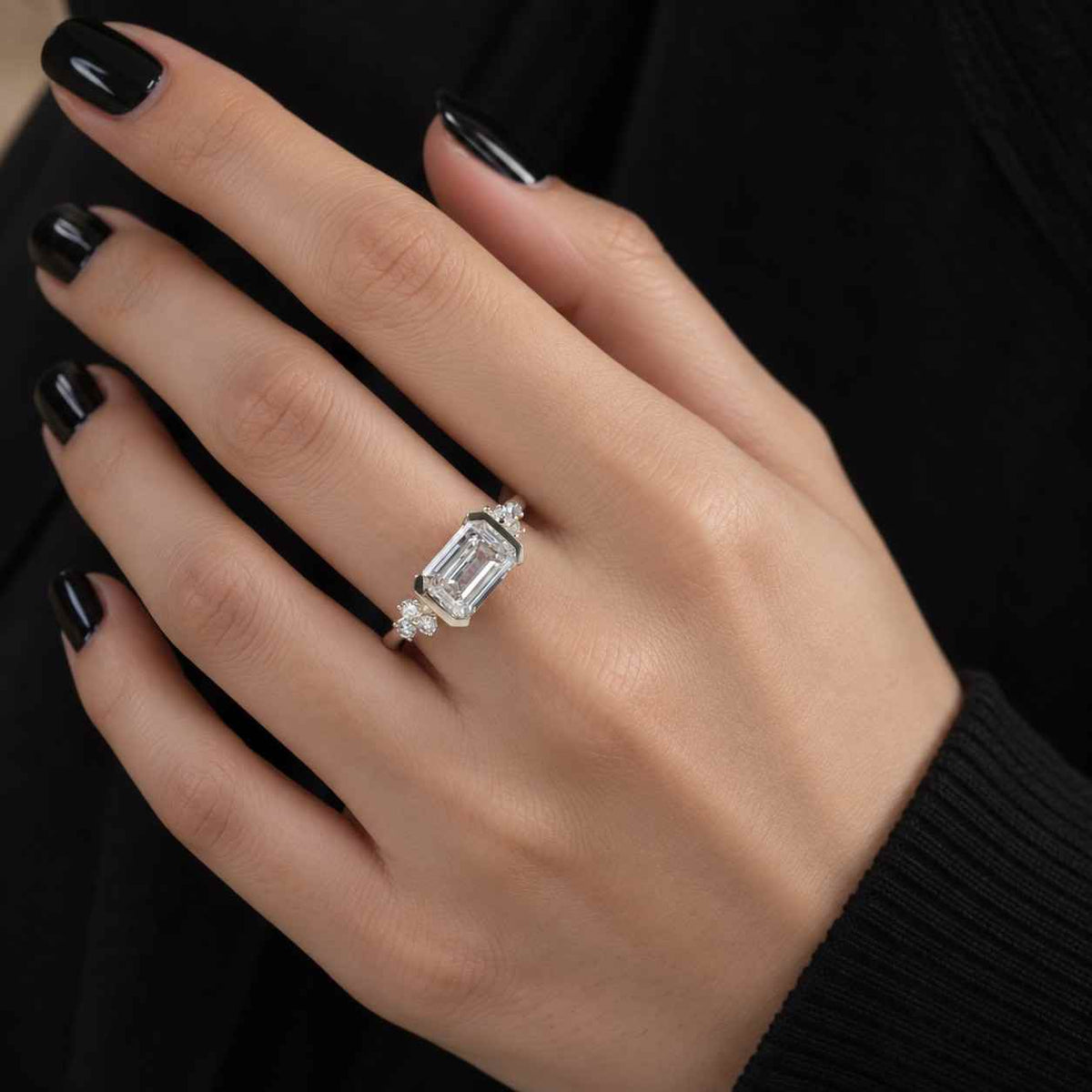 1.5 ct emerald cut solitaire moissanite engagement ring 14k solid yellow gold ring gorgeous prong set ring, bridal handmade wedding ring