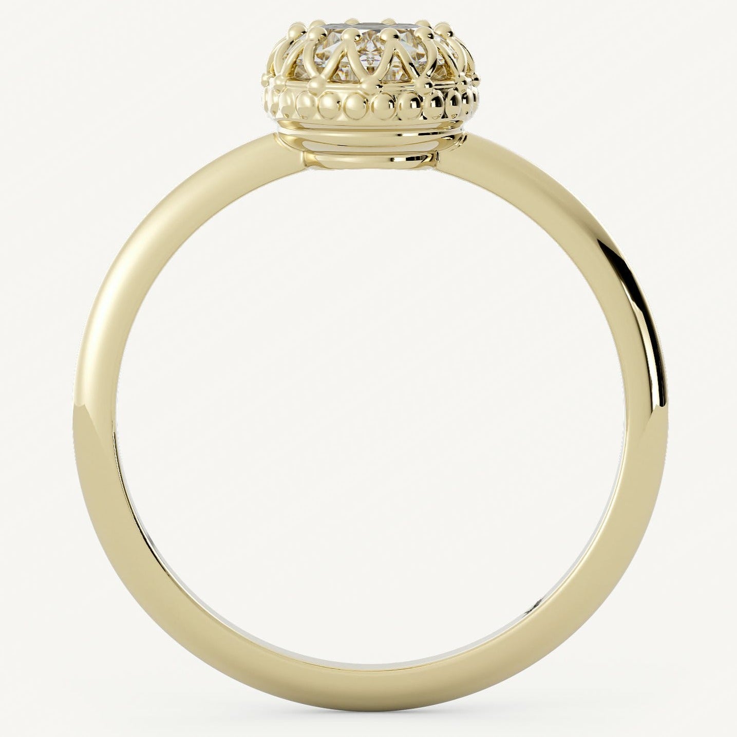 10K Oval Cut Bezel Set Antique Diamond Ring
