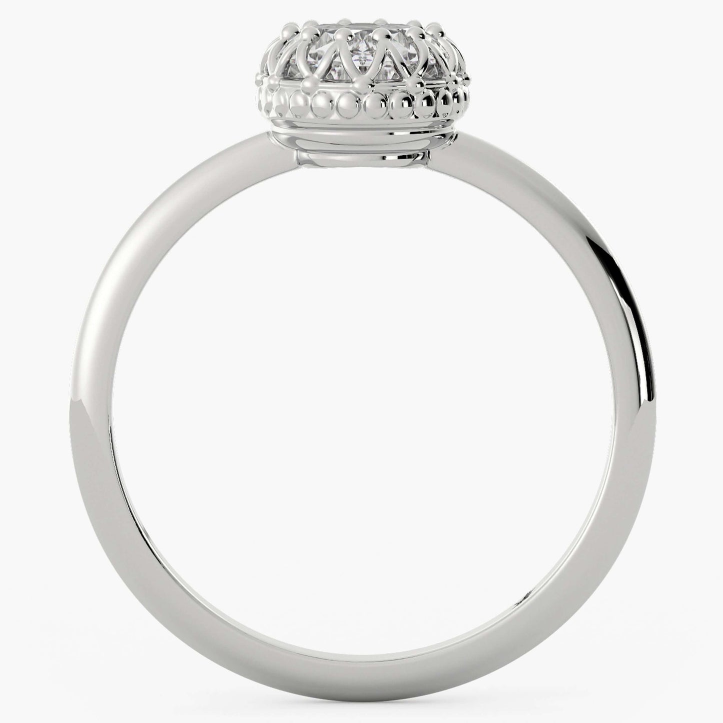 10K Oval Cut Bezel Set Antique Diamond Ring For Her