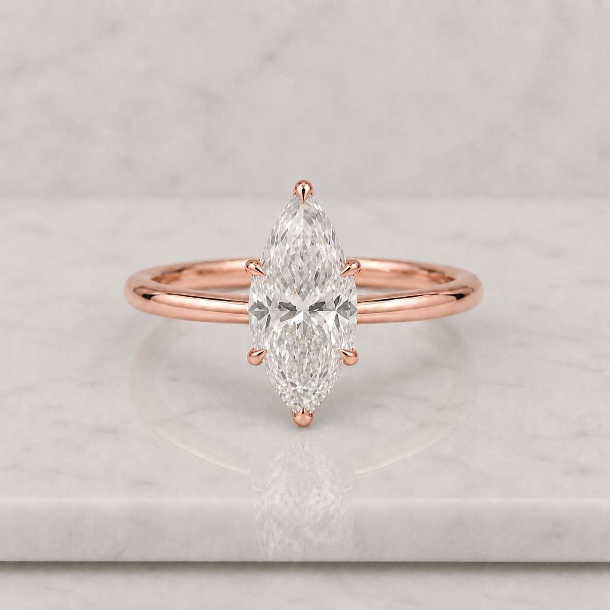 igi certified marquise cut lab grown diamond solitaire 10k gold engagement ring