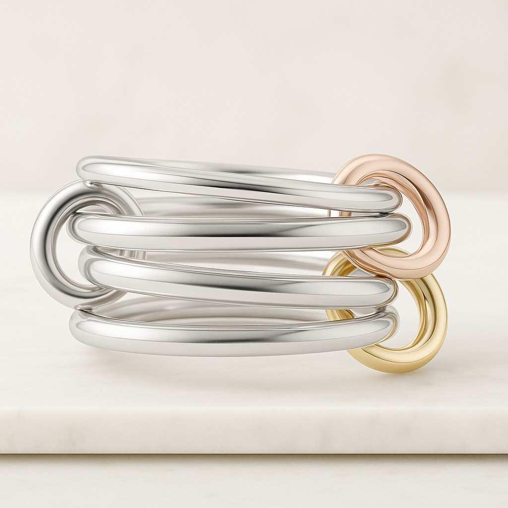 14kgf heavy fit triple silver and yellow gold filled ring maximum connect ring