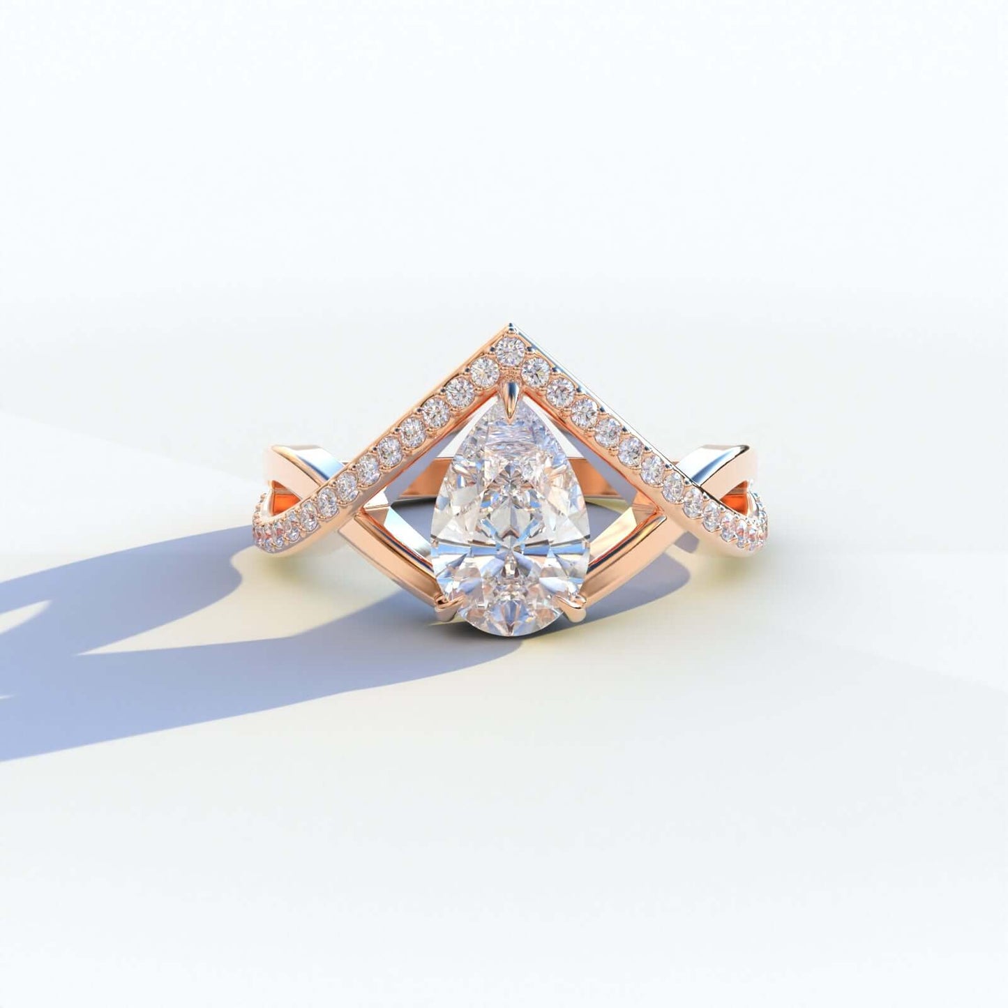 14K Diamond Crossover Stacking Wedding Band