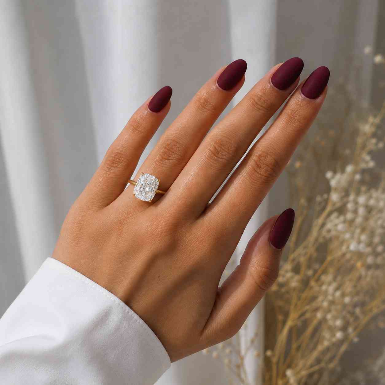 14k gold cushion cut lab grown diamond solitaire engagement ring, yellow gold four prong ring, minimalist bridal ring.