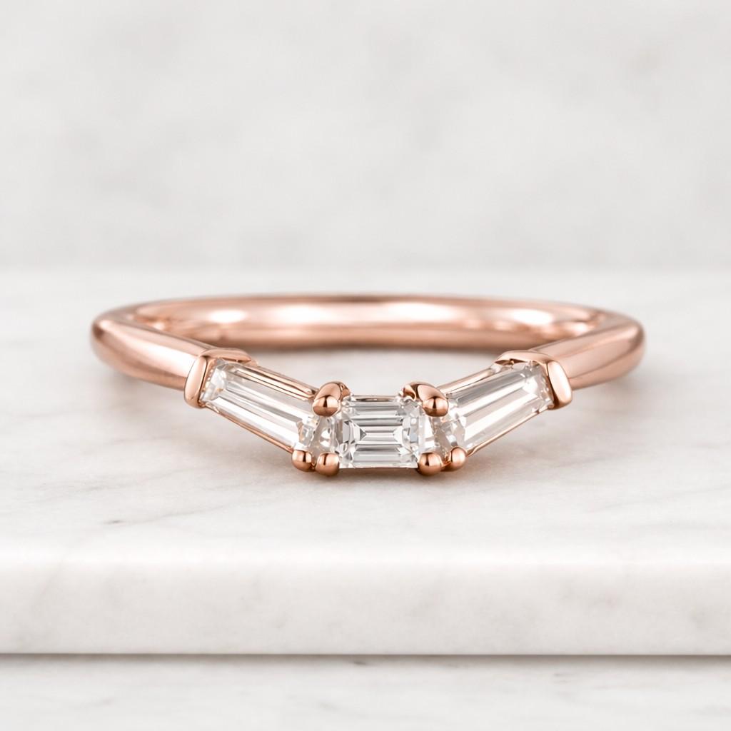 14k gold deep curve wedding bands