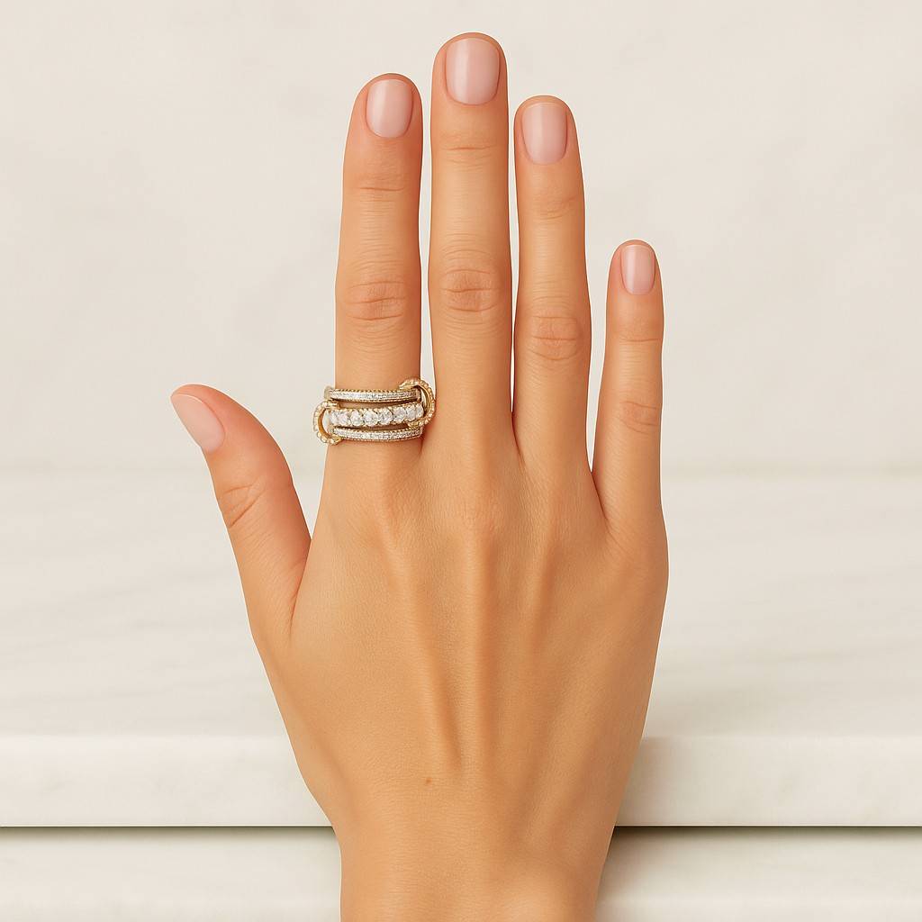 14k gold filled linked ring multi band stacking rings jump ring connector dainty minimalist