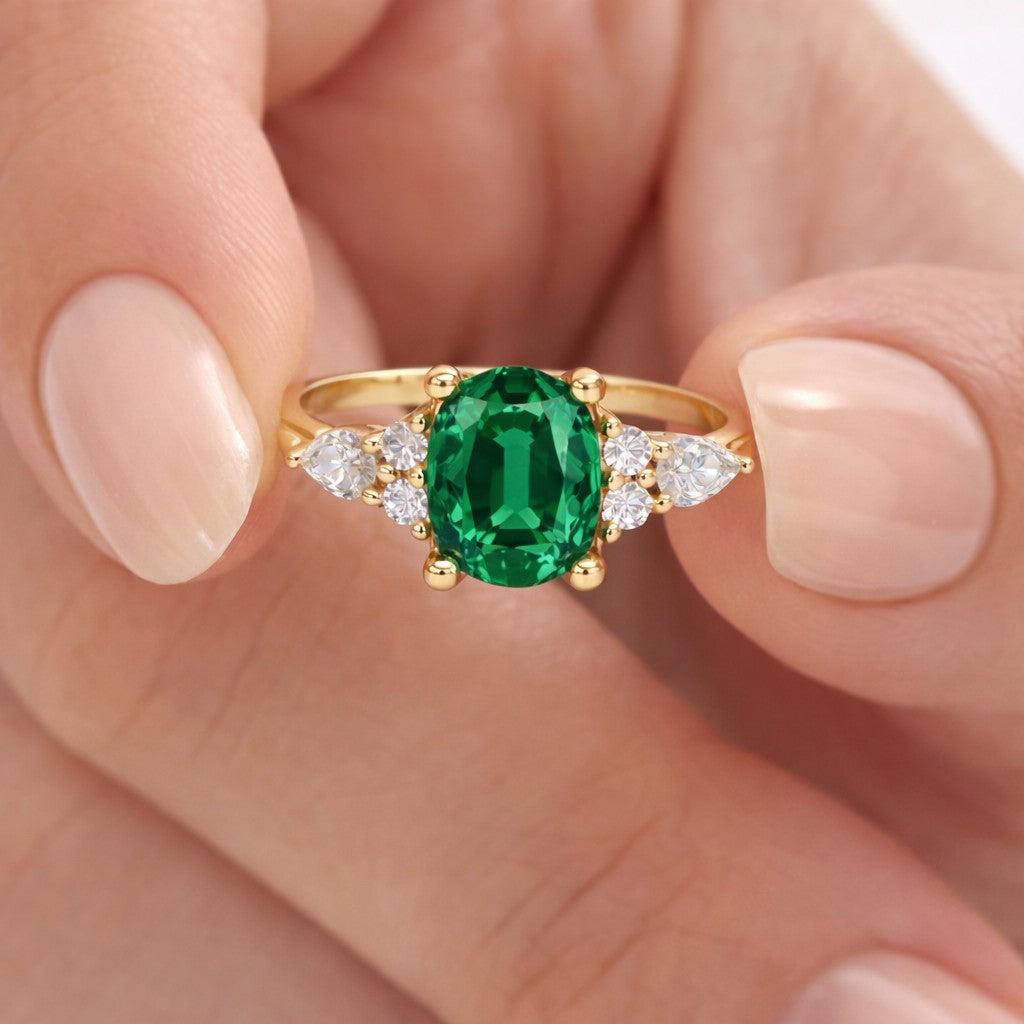 lab grown oval diamond engagement ring