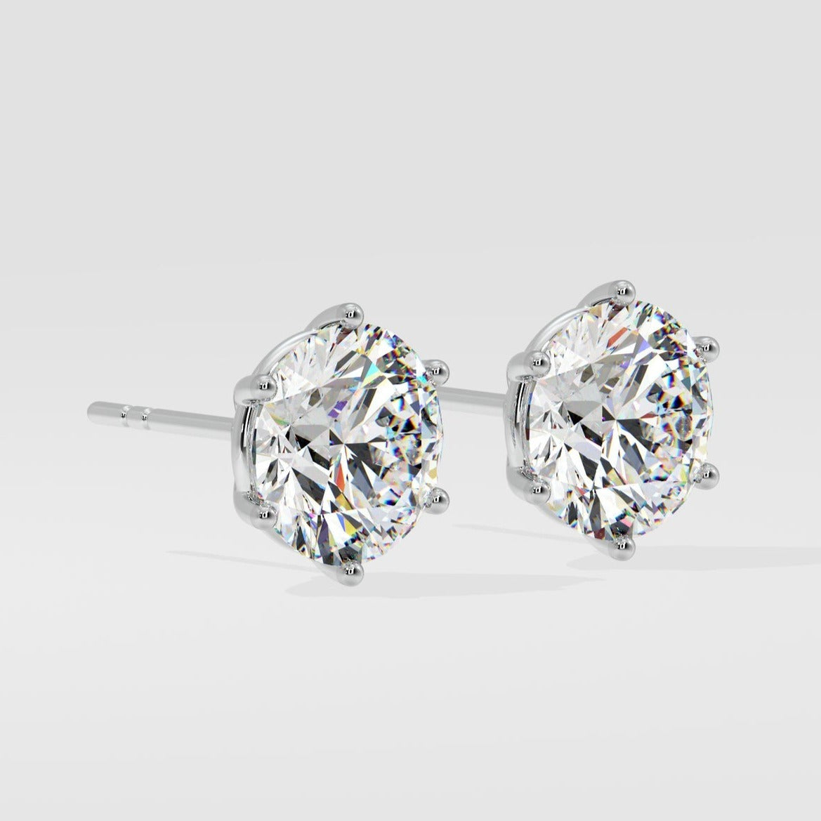 14K Solid Gold Diamond Stud Earrings, Lab Grown Earrings