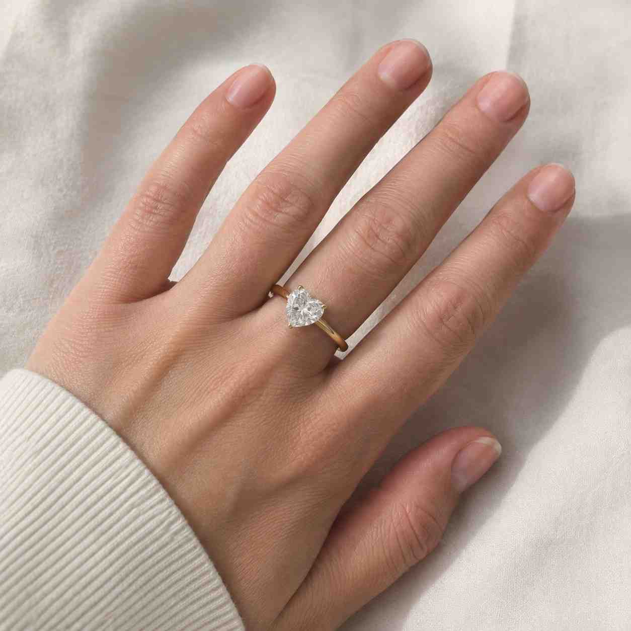 14k solid gold heart cut lab grown diamond ring: igi certified solitaire engagement ring, proposal ring