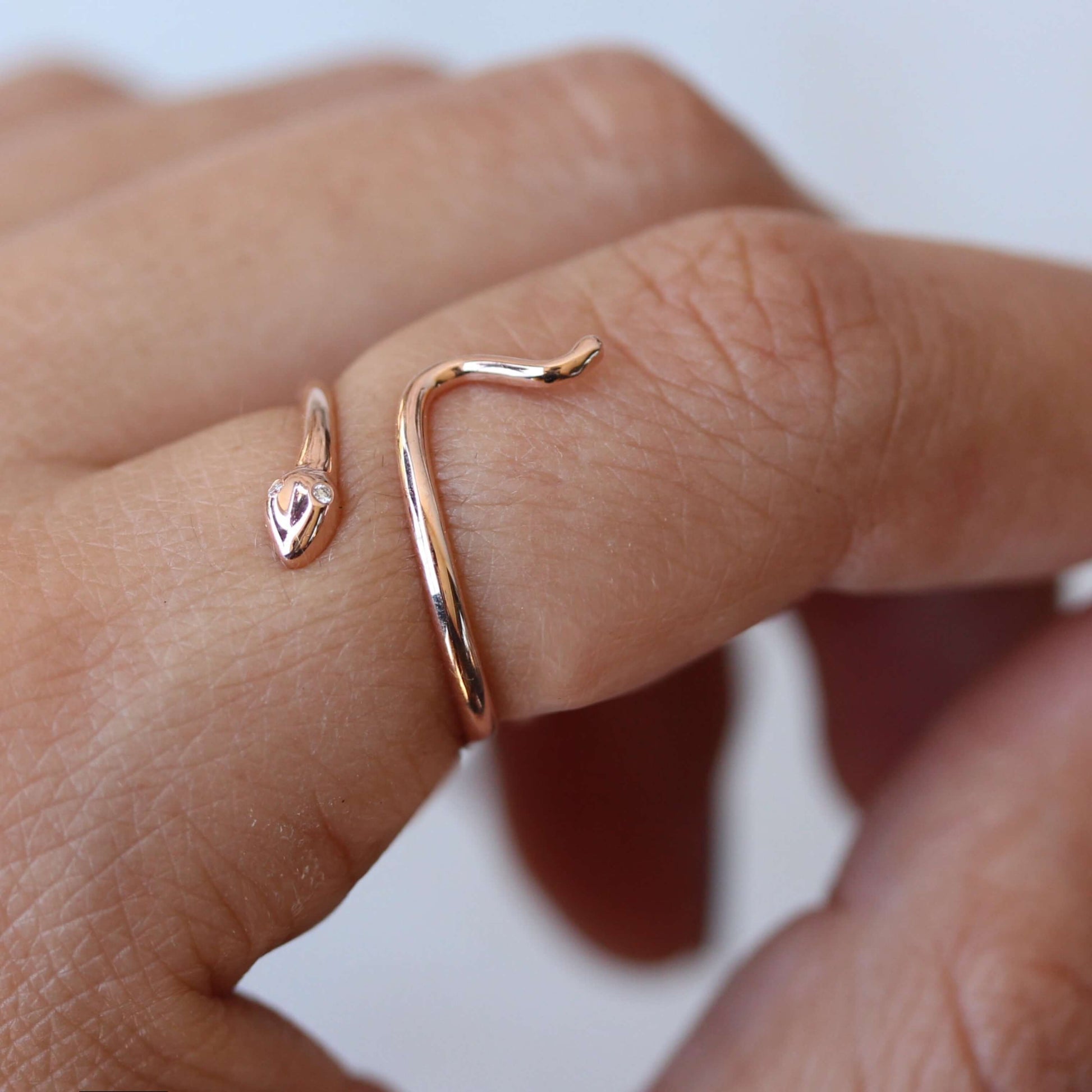 14K Solid Gold Minimal Snake Wrap Ring