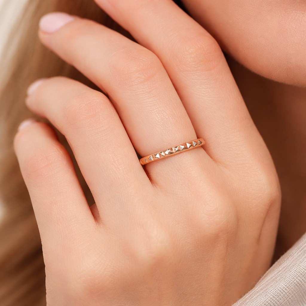 14k solid gold twisted rope ring – thin braided stacking band for women