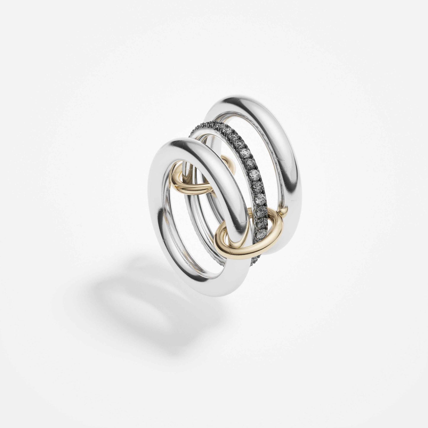 14K Two Tone Gold Multi Link Connected Rings