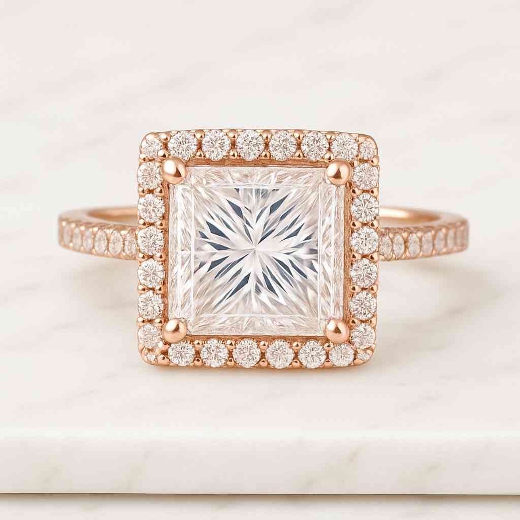 14K White Gold Eco-Friendly Diamond Engagement Ring For Her