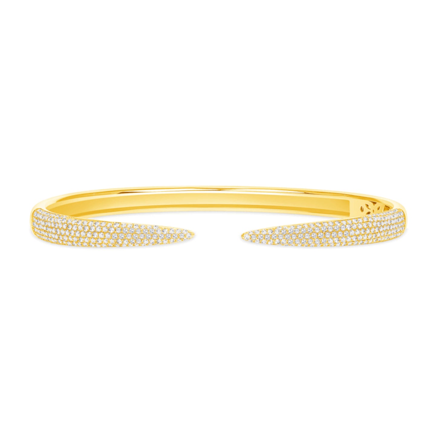 14K Yellow Gold Diamond Claw Cuff Diamond Bangle