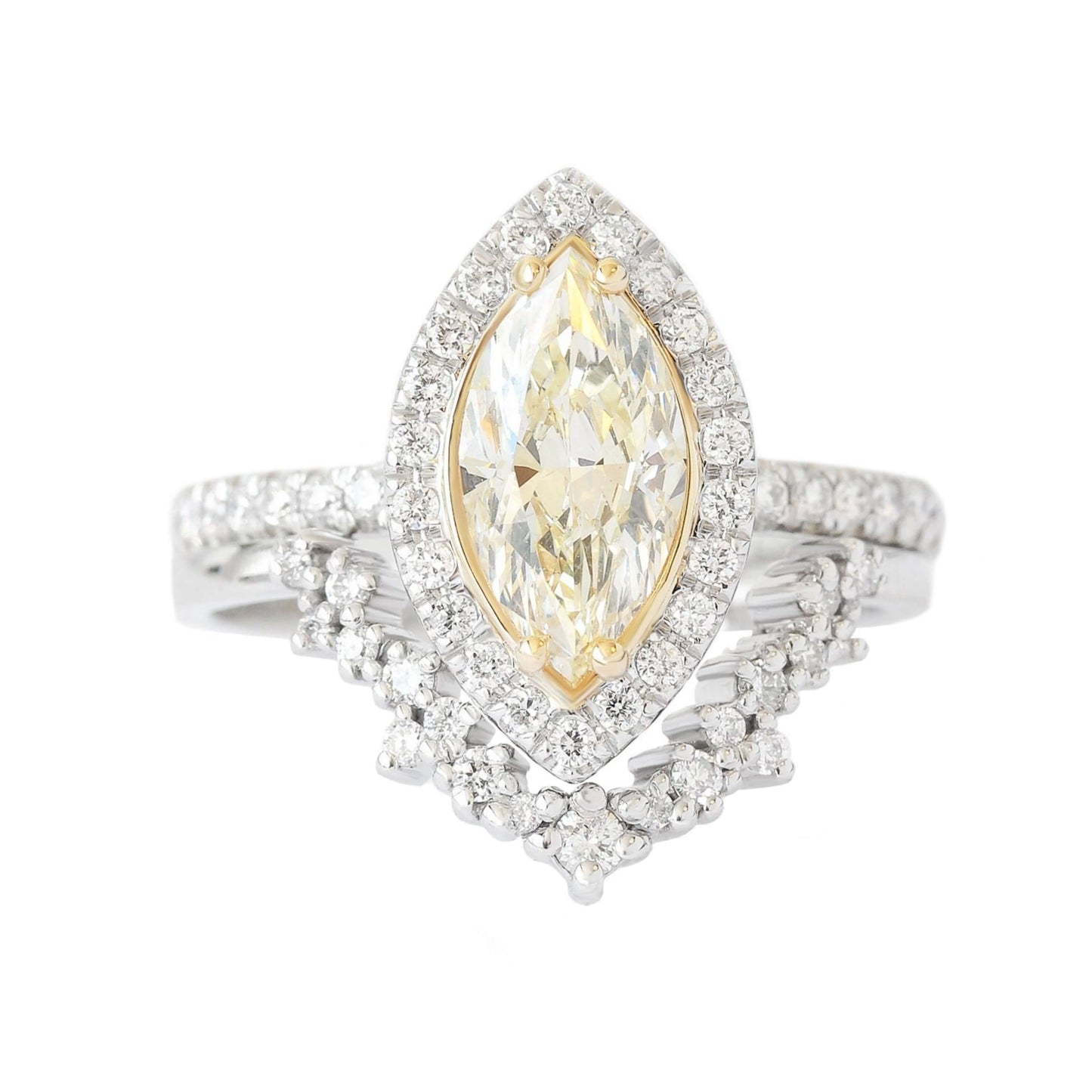 14K Yellow Gold Halo Set Wedding Ring, Anniversary Gift