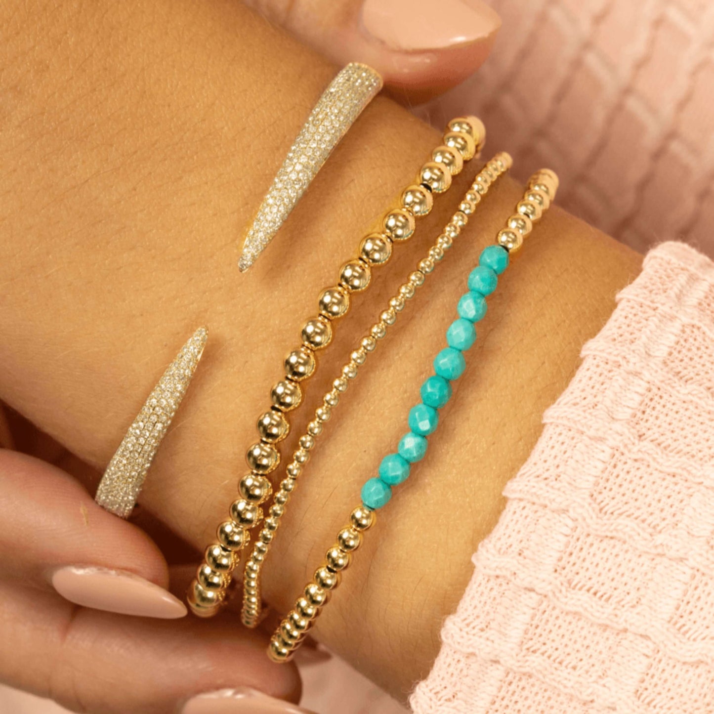 14k Gold Cuff Diamond Bracelet, Trendy Diamond Bracelet