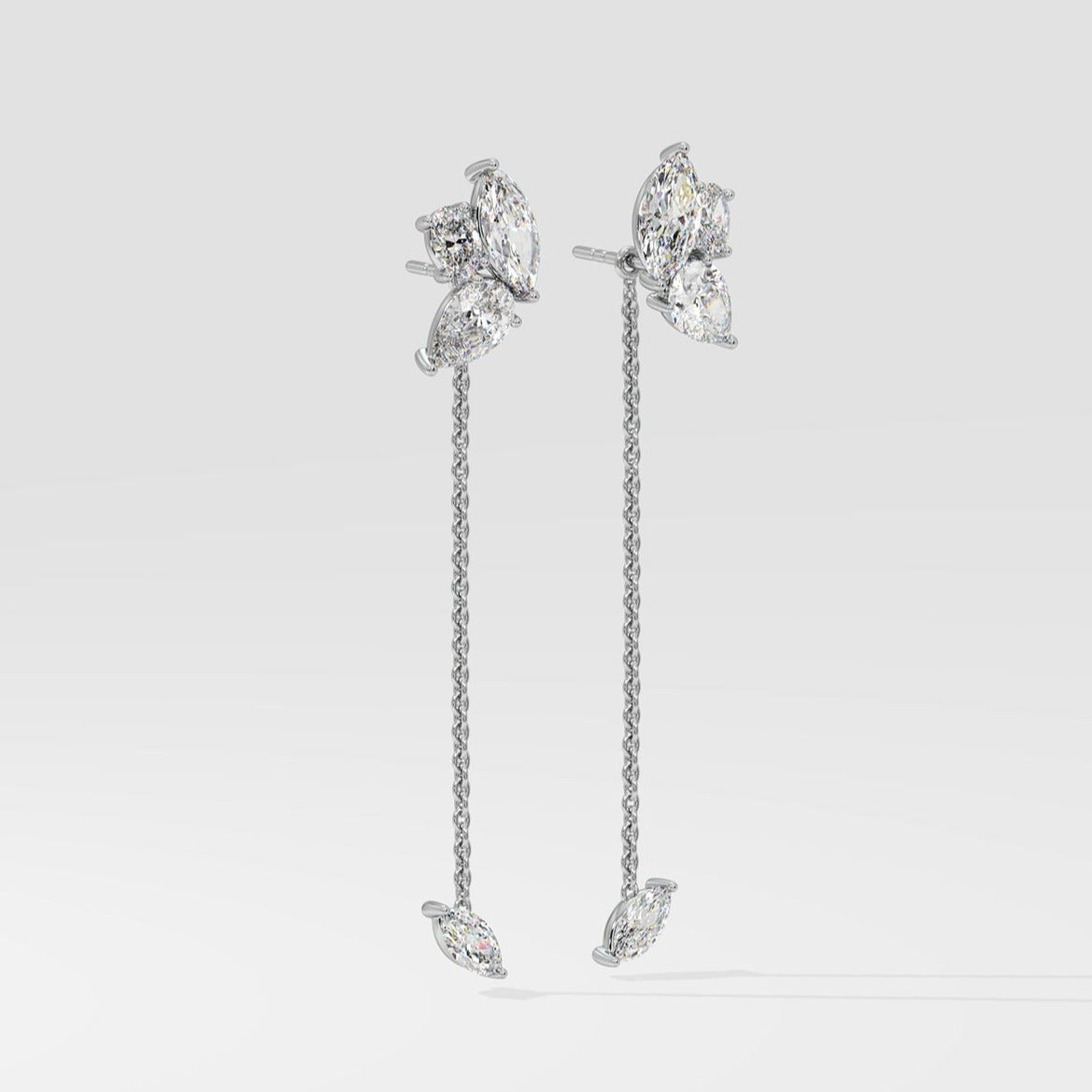 14k Gold Dangling 4 Prong Natural Diamond Drop Earrings