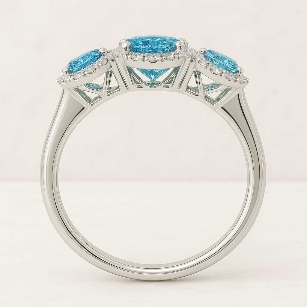 14k Gold Engagement Ring Wedding Ring Gift For Her 3CT Oval Cut Cyan Blue Solitaire Engagement Ring 14K Gold Twisted Ring for her