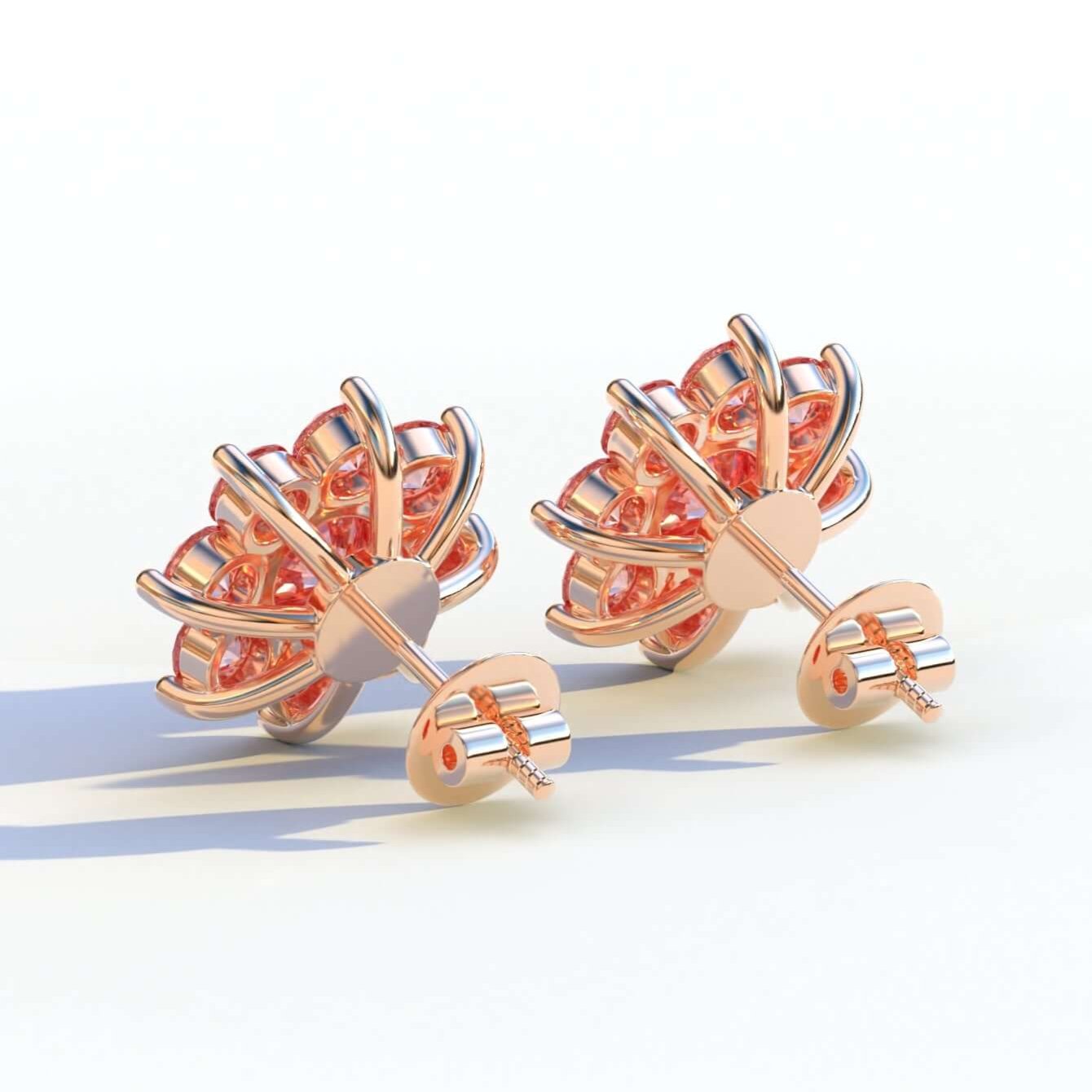 14k Gold Moissanite Flower Stud Earrings