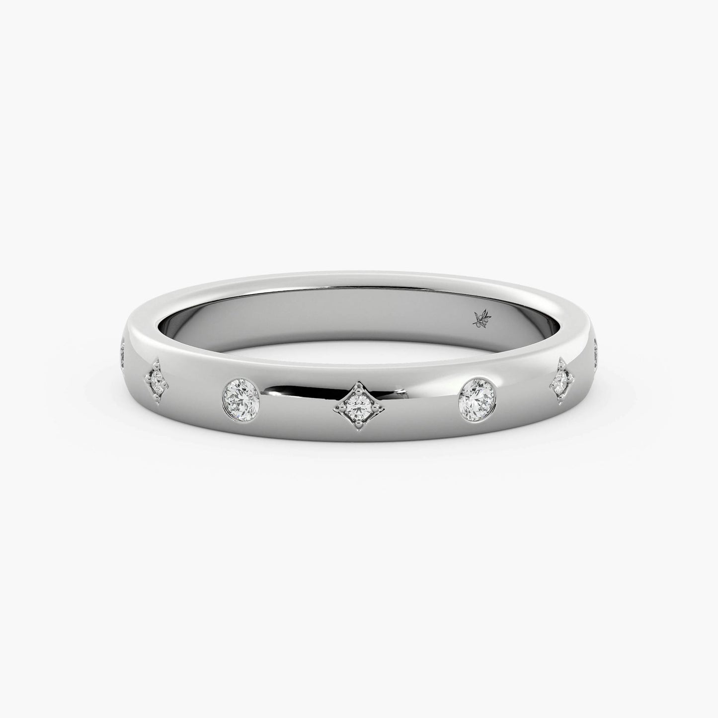 14k Gold Round Diamond Full Eternity Flush Setting Diamond Wedding Ring