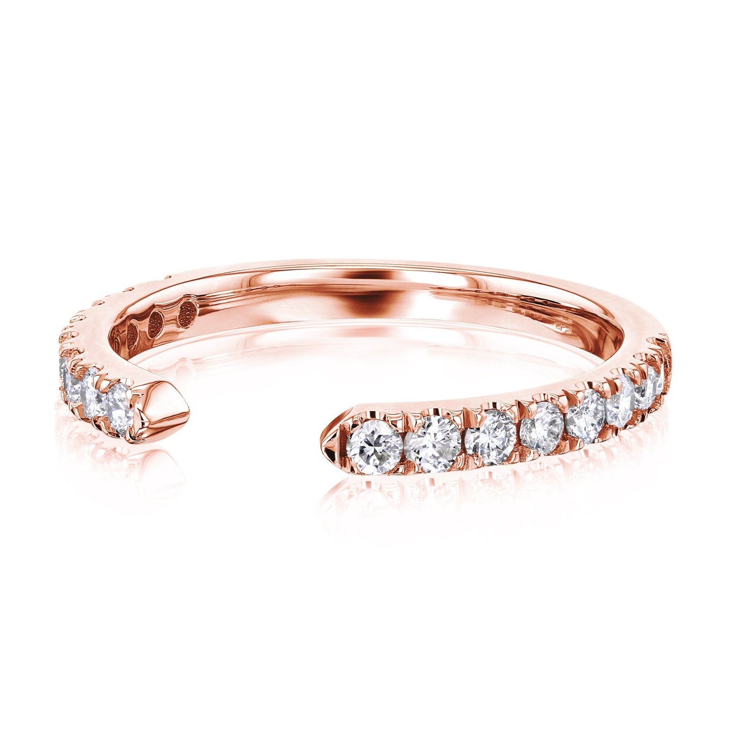 14k Rose Gold Diamond Ring, Cuff Ring
