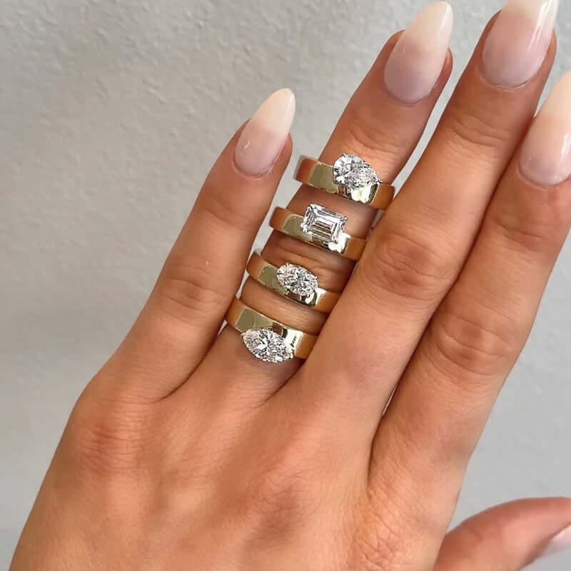 14k Solid Gold Chunky Wedding Band Women