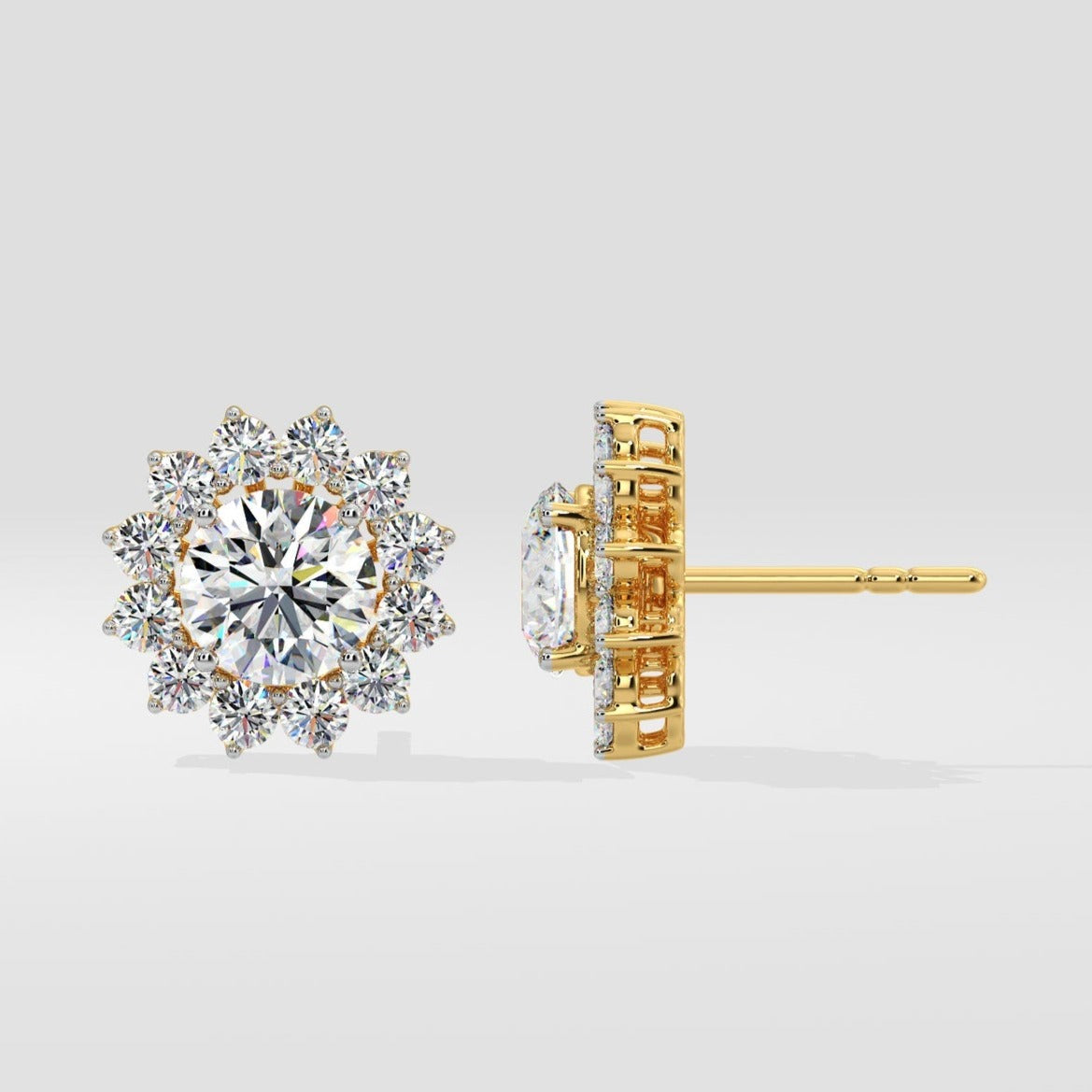 14k Solid Gold Dainty Stud Daisy Floral Earring