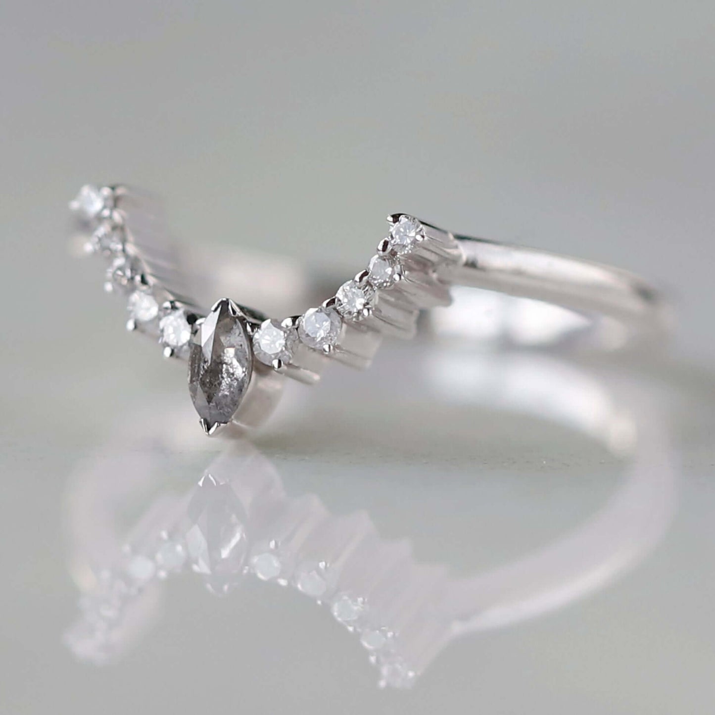 14k Solid Gold Marquise Tipped Moissanite Wedding Band