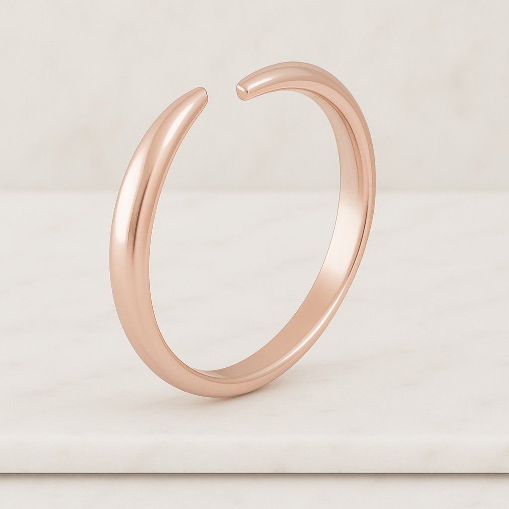 14k Solid Gold Open Wedding Band Minimalist Gap Ring for Women Real Lab Diamond Open Wedding Band Unique Gap Ring for Engagement Ring