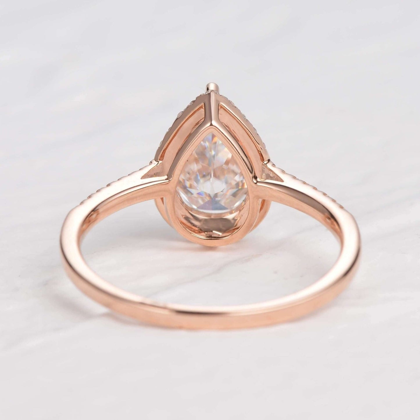 14k Solid Gold Ring Adorned with Halo, Promise Ring for Women