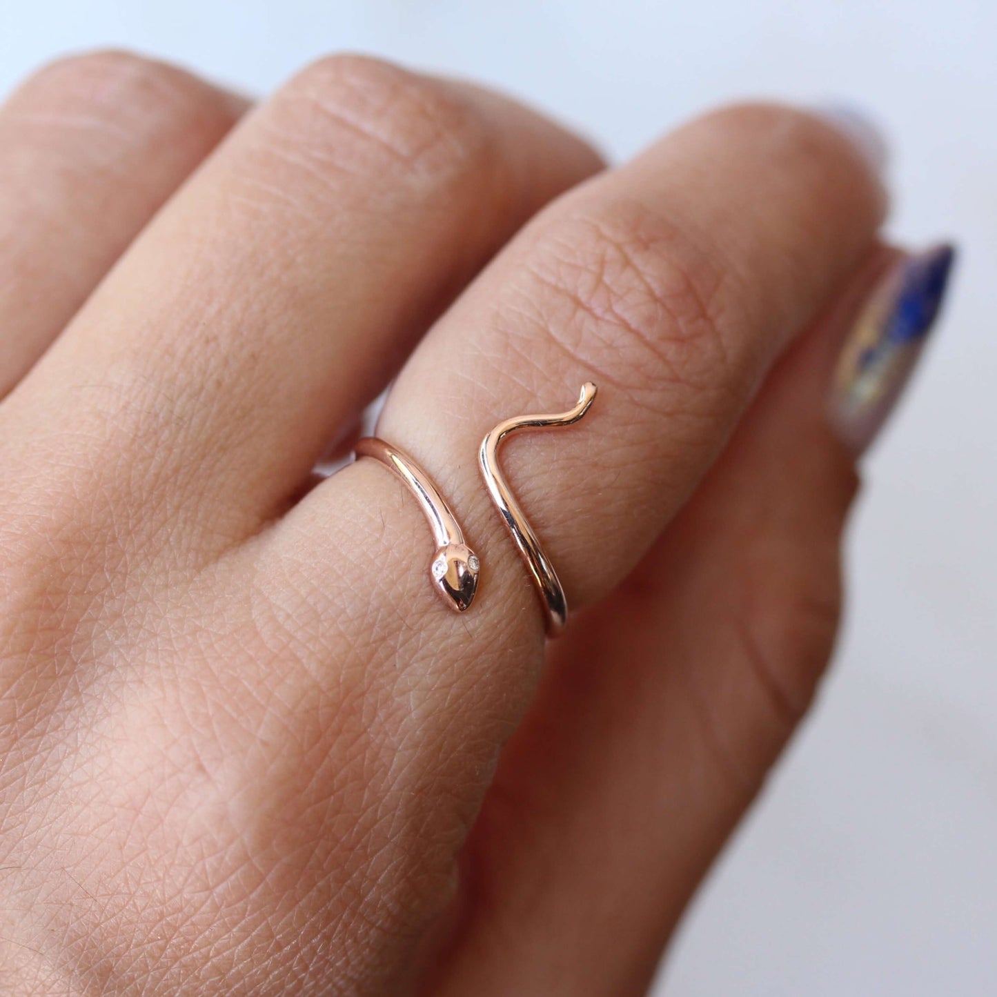 14k Solid Gold Ring, Minimal Snake Wrap Ring