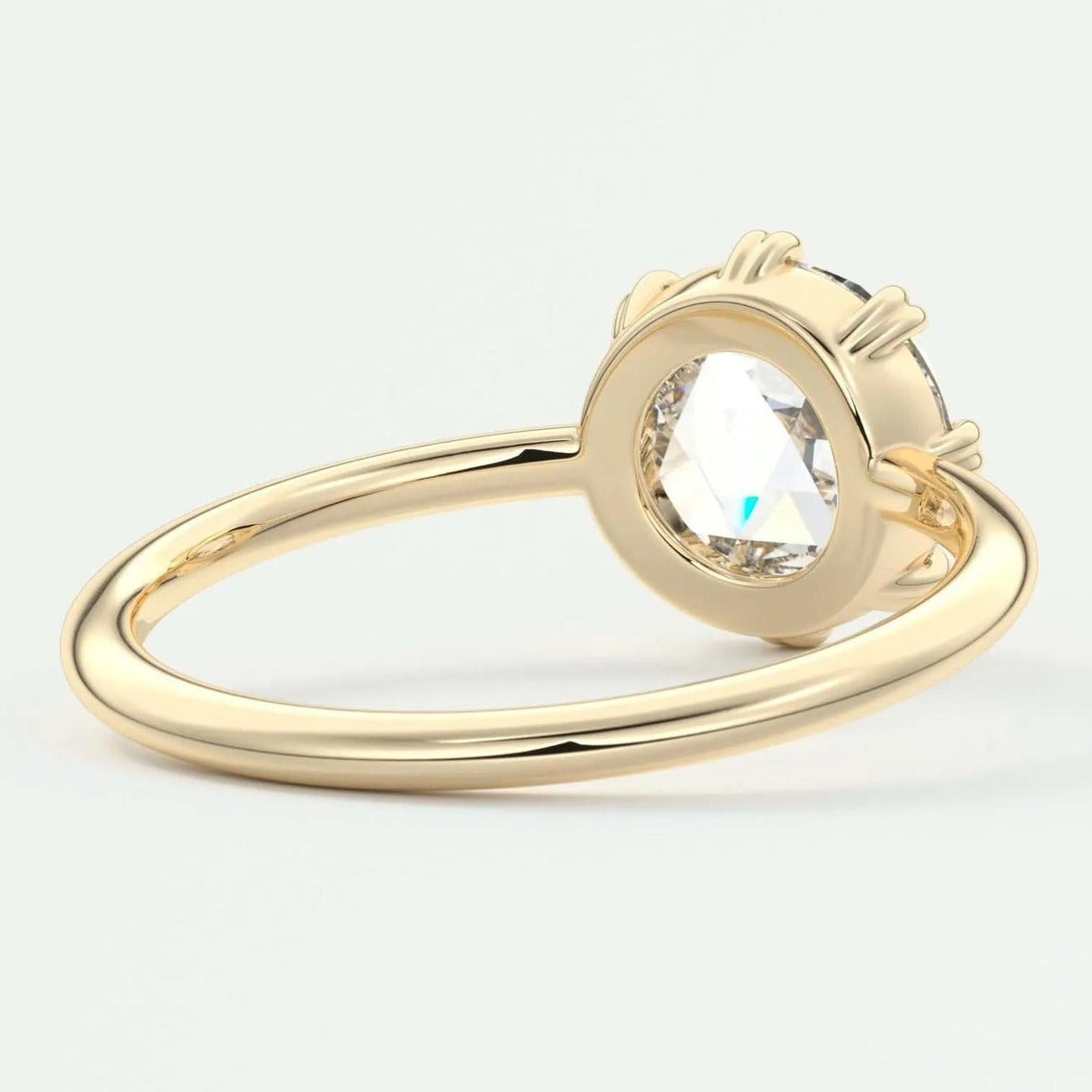 14k Solid Yellow Gold Rose Cut Diamond Solitaire Ring