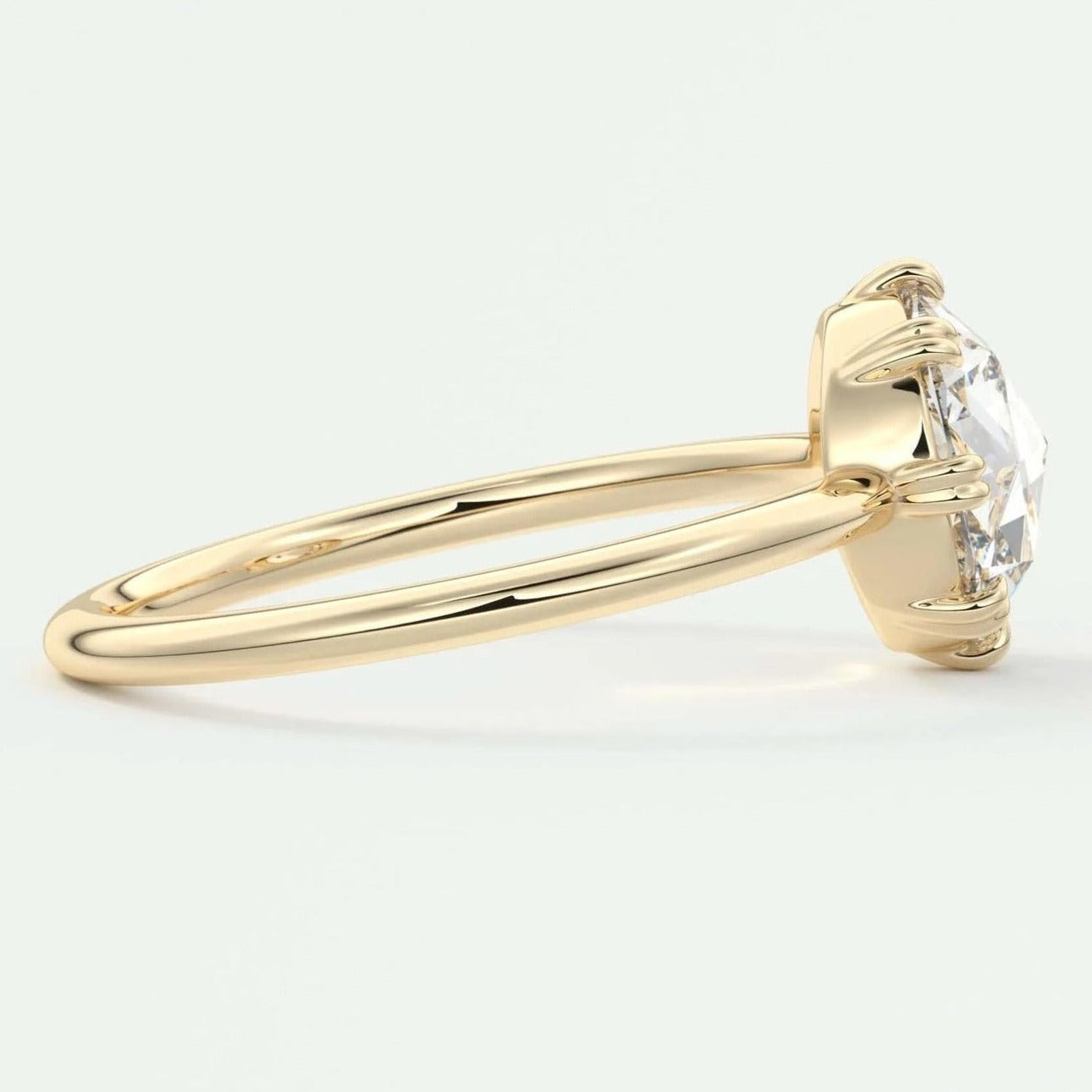 14k Yellow Gold Rose Cut Diamond Solitaire Ring