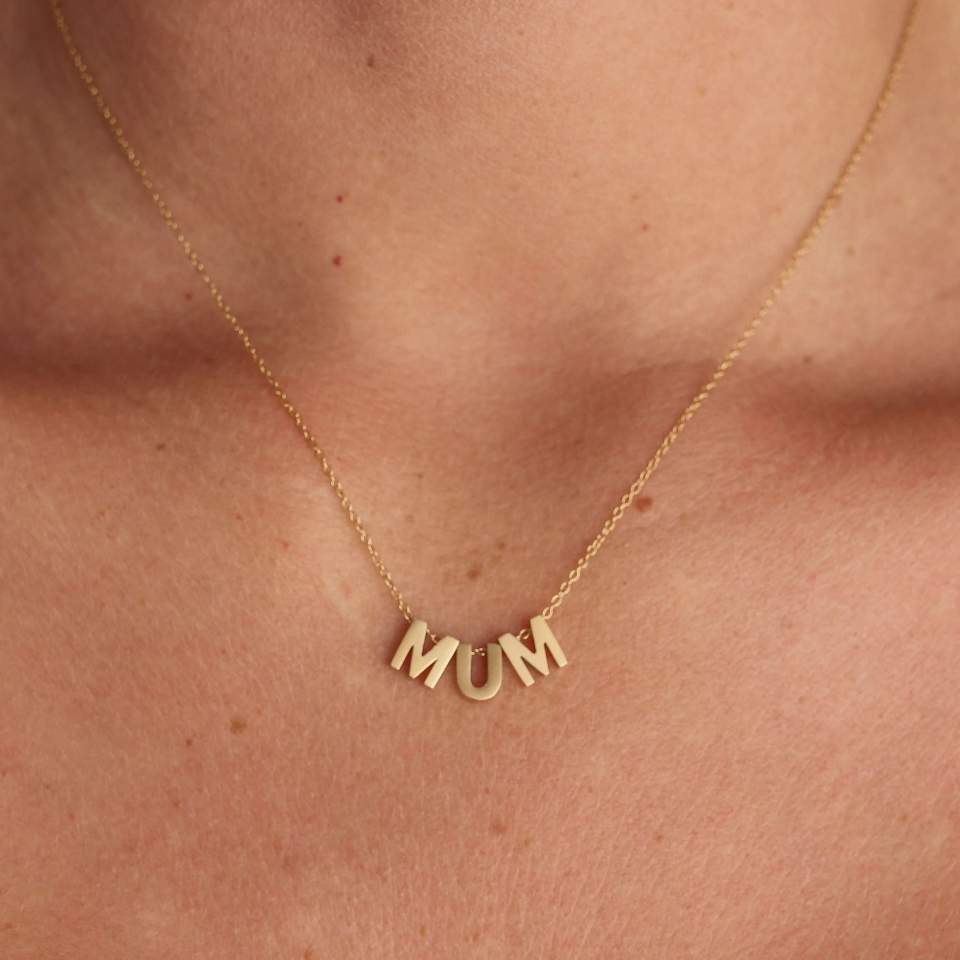 18K Gold Mum Initial Necklace