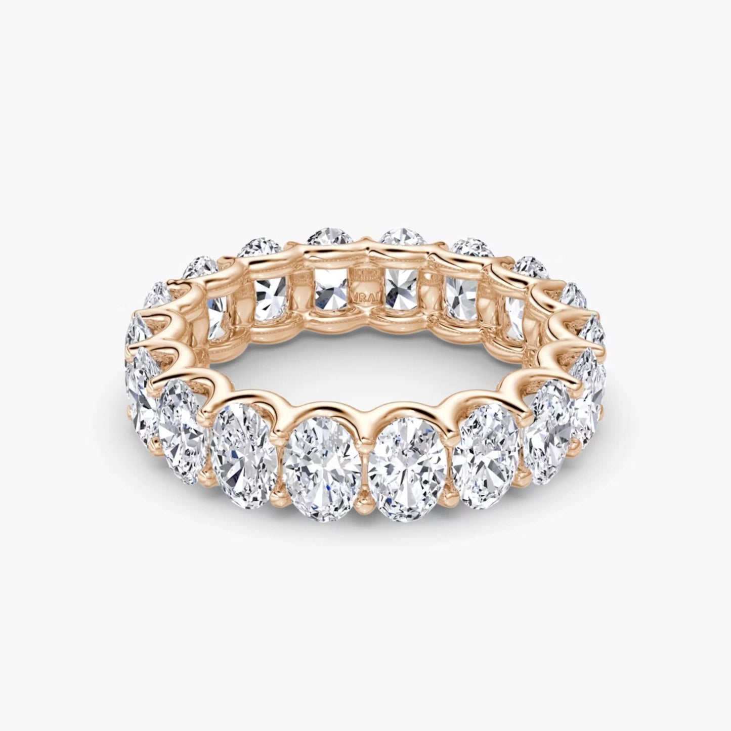 18K Gold Oval Cut Eternity Stackable Matching Band