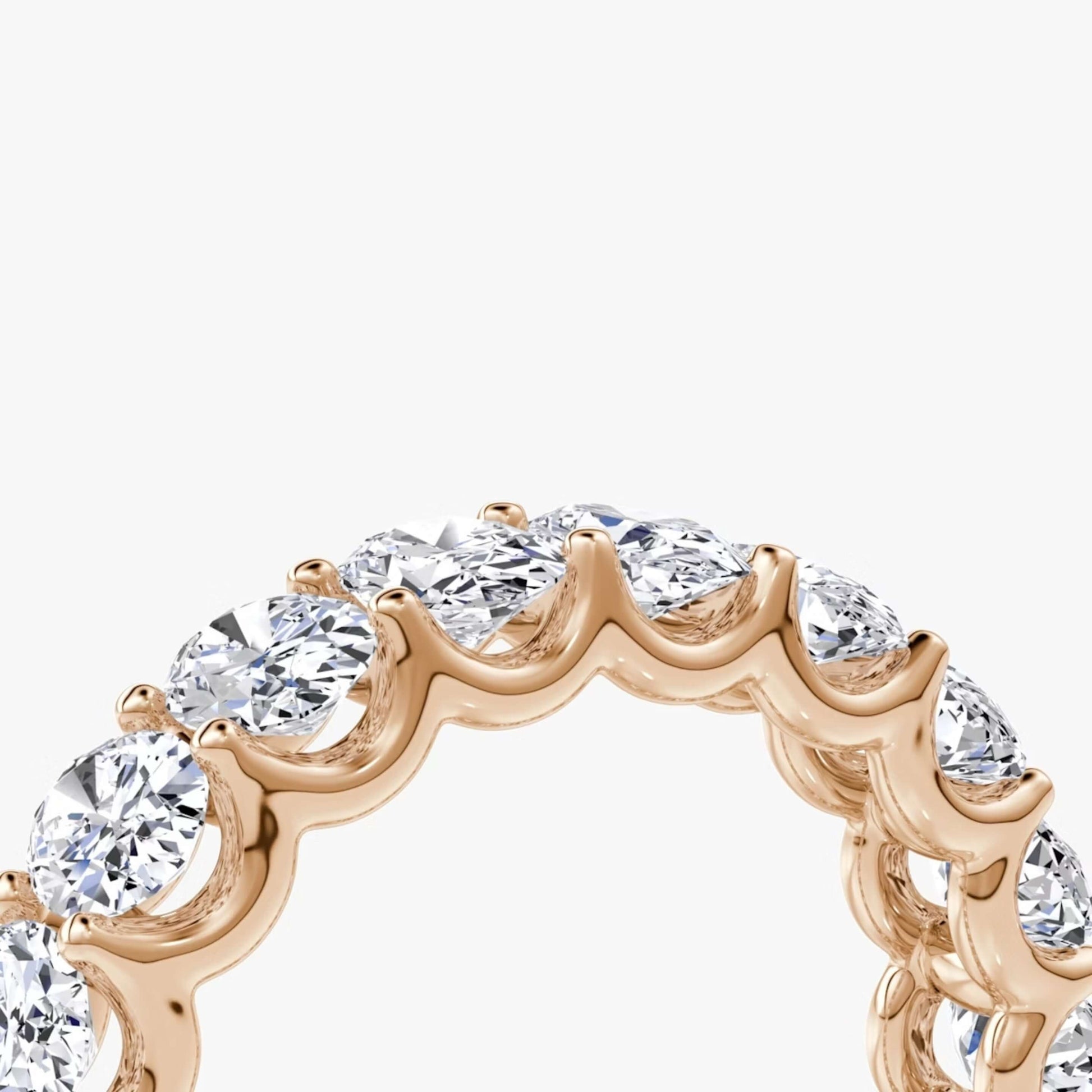 18K Gold Oval Cut Full Eternity Stackable Matching Band