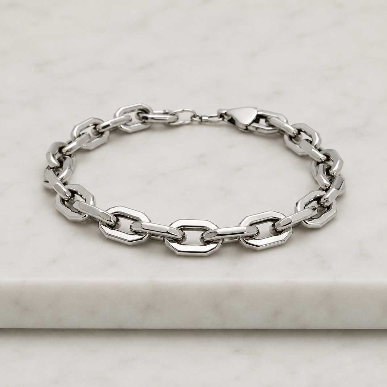 18k solid gold oval link cable bracelet β modern unisex gold chain