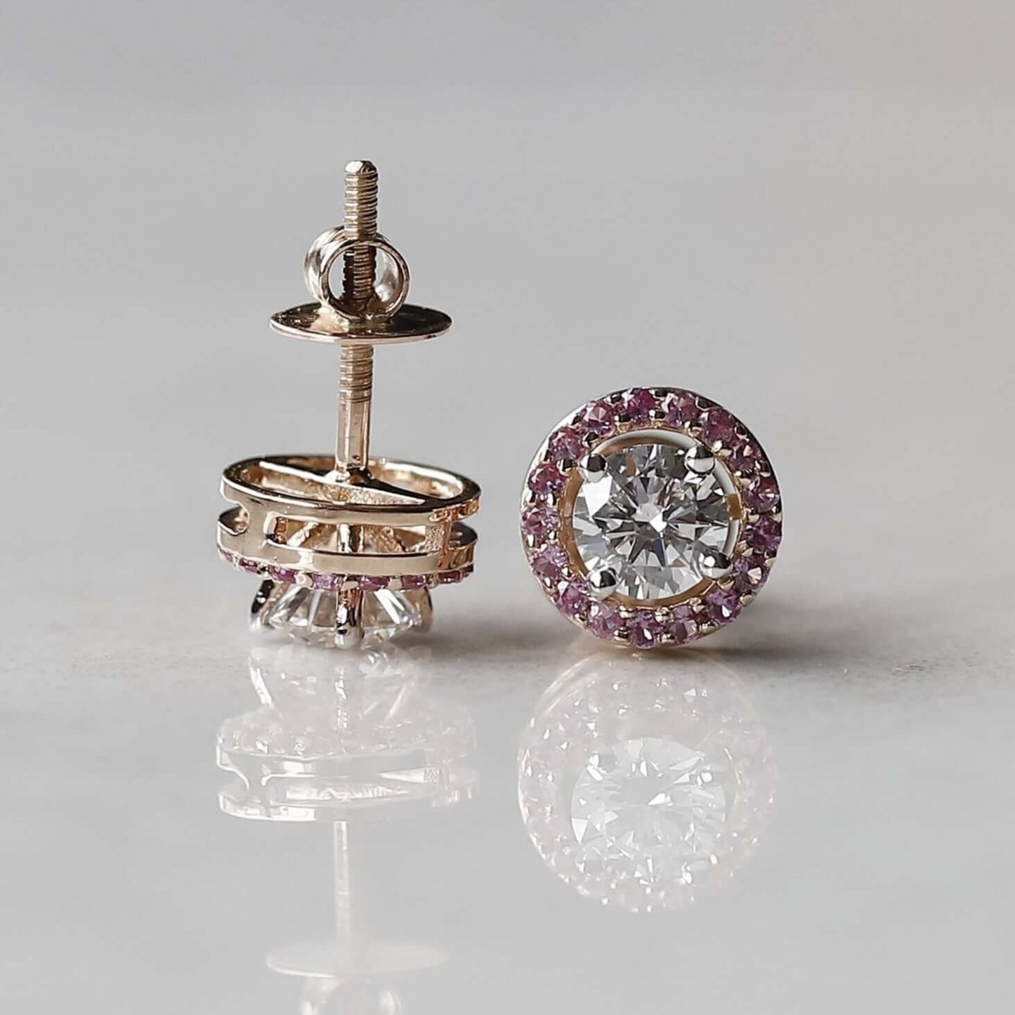 18K White Gold Stud Cluster Earrings