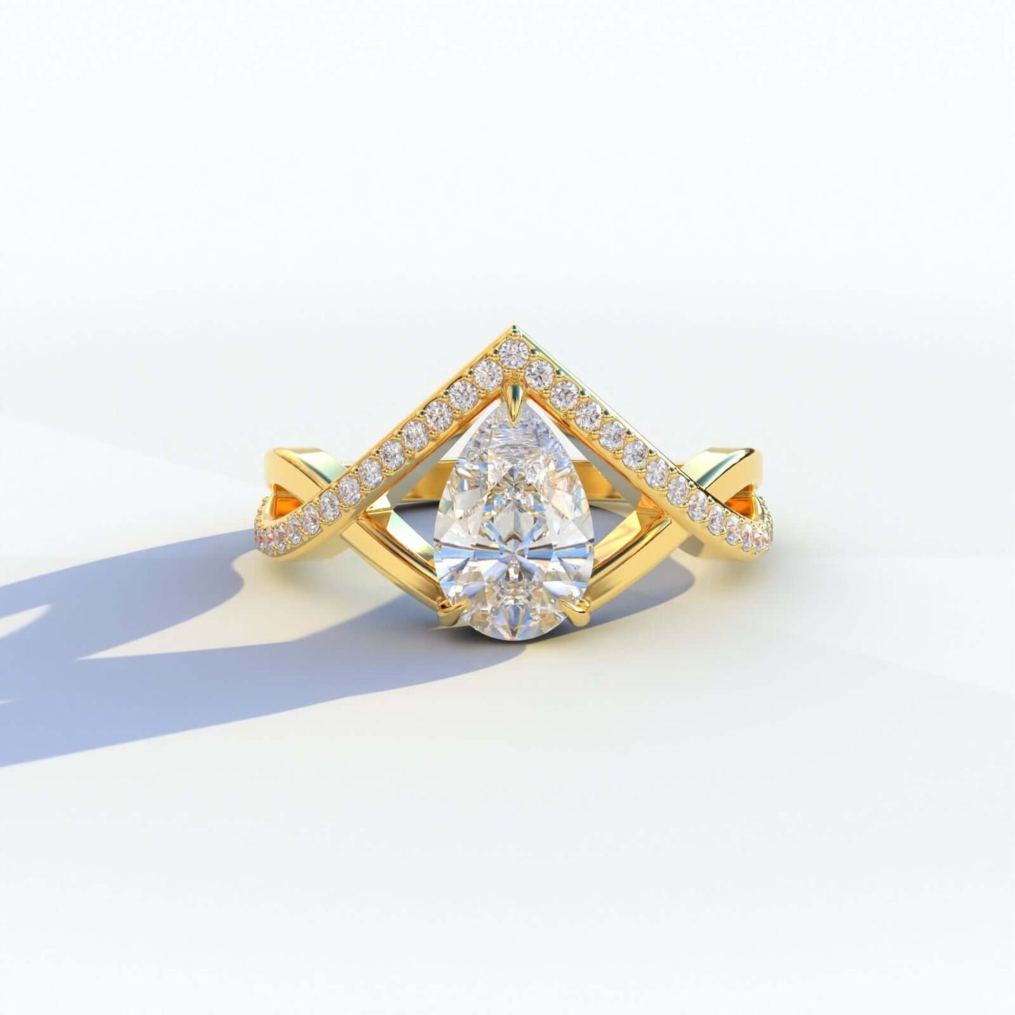 18ct gold and diamond crossover band ring