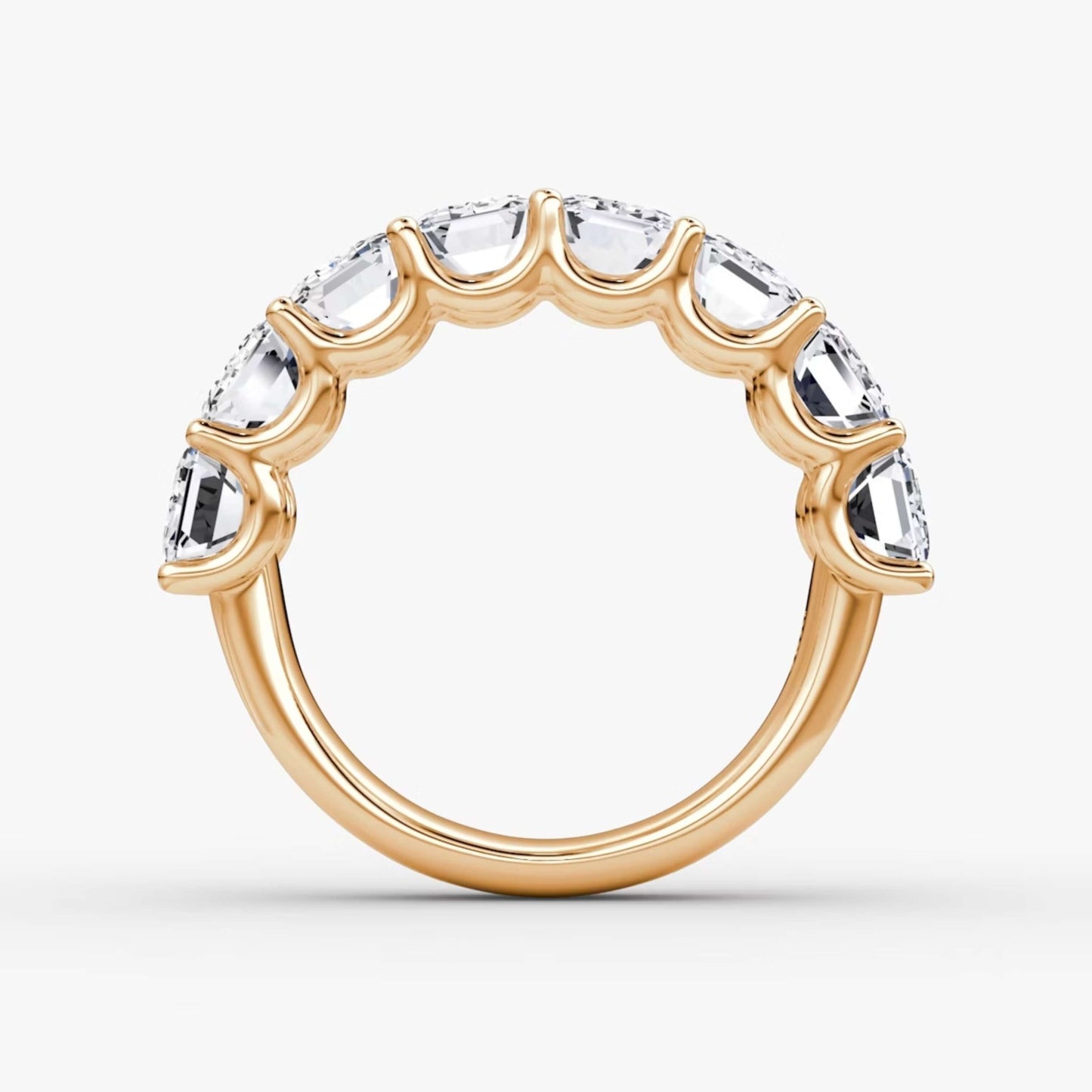 18k Rose Gold Emerald Cut Diamond Band For Her