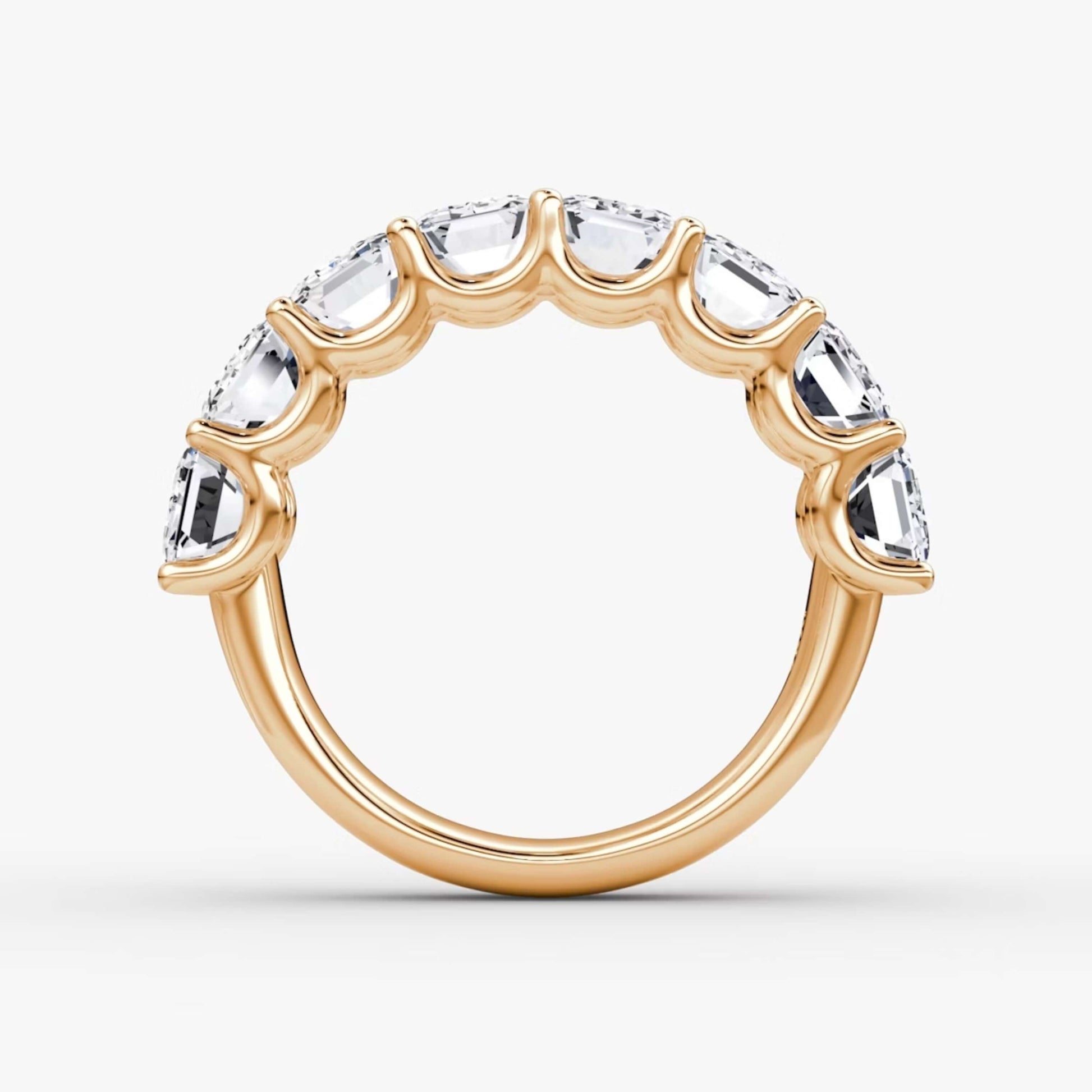 18k Rose Gold Emerald Cut Diamond Band For Her