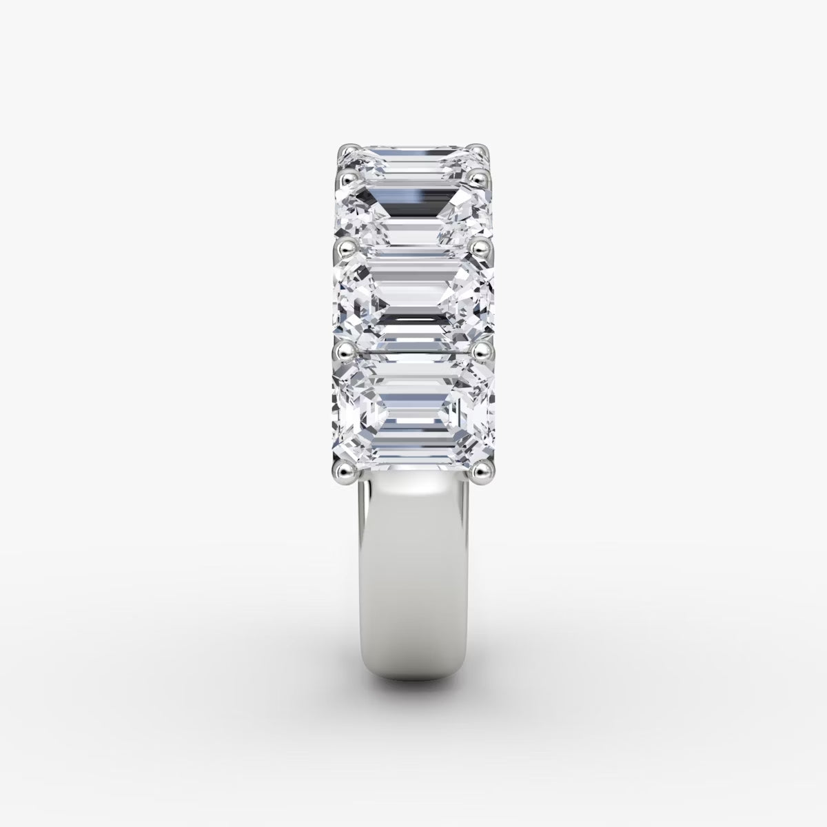 2.32 CT Half Eternity Emerald Diamond Wedding Bands