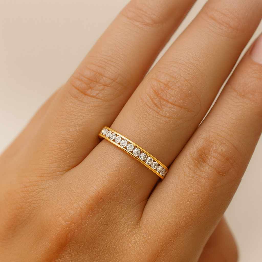 half eternity 2 mm round cut colorless lab grown band channel setting band lab diamond wedding band