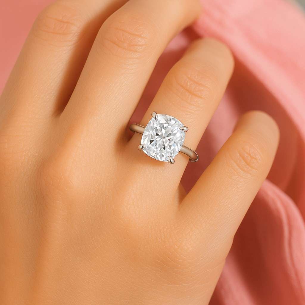 Elongated Cushion Diamond Engagement Ring Solitaire Cushion Anniversary Ring