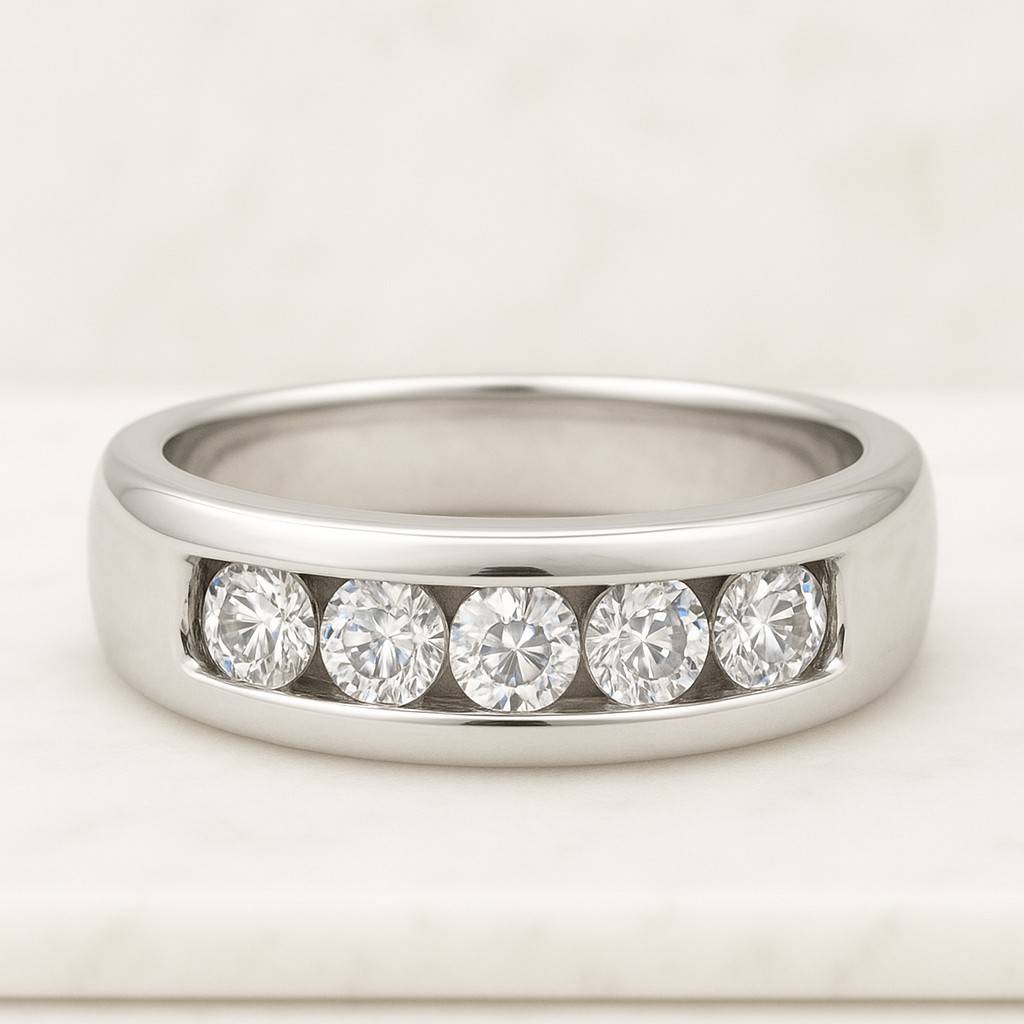 5mm brilliant cut simulant diamond 5 stone ring 5 stone simulant diamond wedding band 5mm stackable gift ring 925 silver ring 5 stone ring