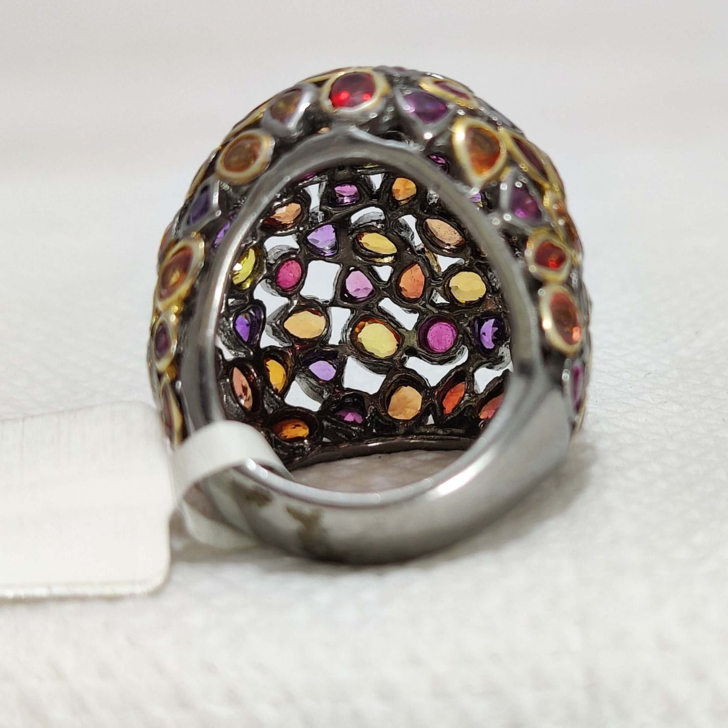 925 Silver Ring with Gemstones, Gemstones Cocktail Ring