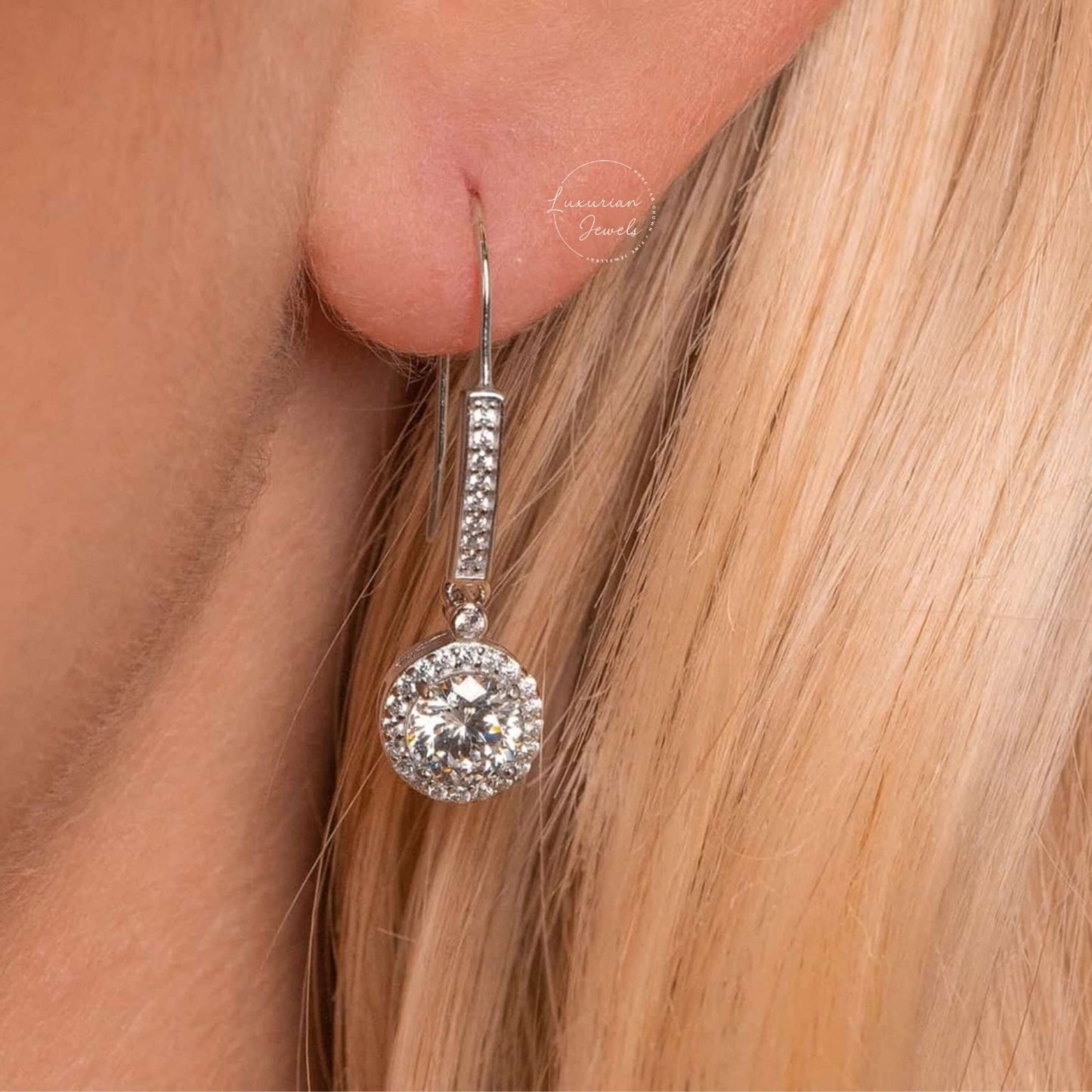 Anniversary Gifts, Earrings for Her, White Gold Earrings